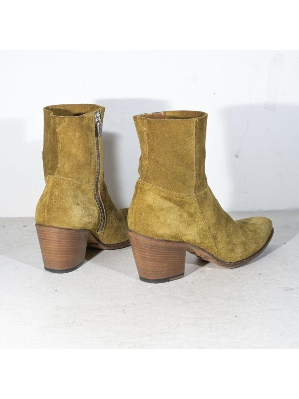 Rocco P. Brown Suede Western Ankle Boots Heeled Bootie Heel Made in Italy 39 - Picture 3 of 8